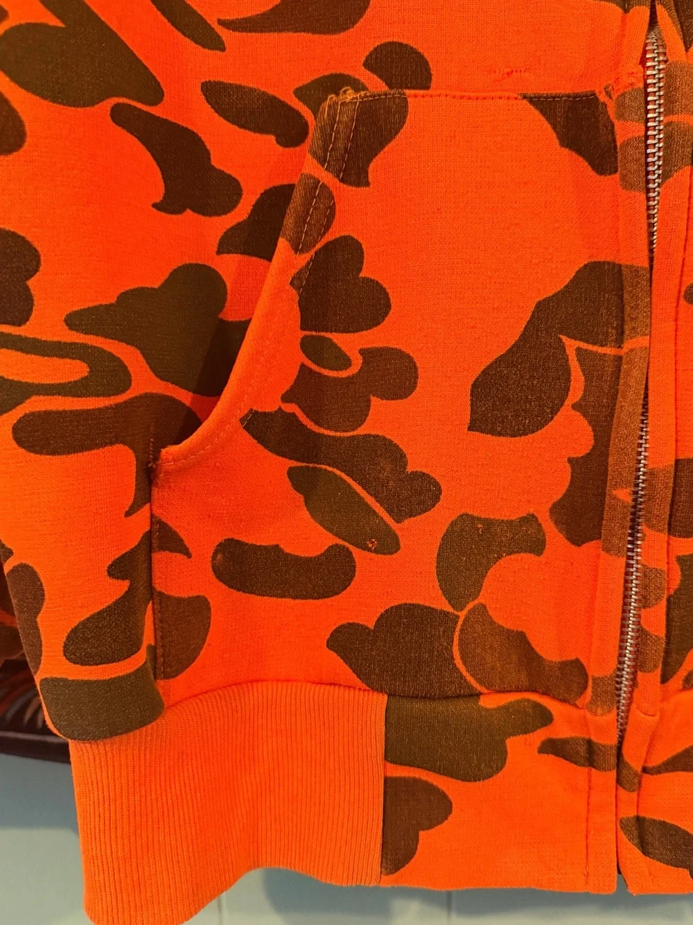 🦺 Vintage (1980s) High-Vis Camo Zip-Up Hoodie 🦺